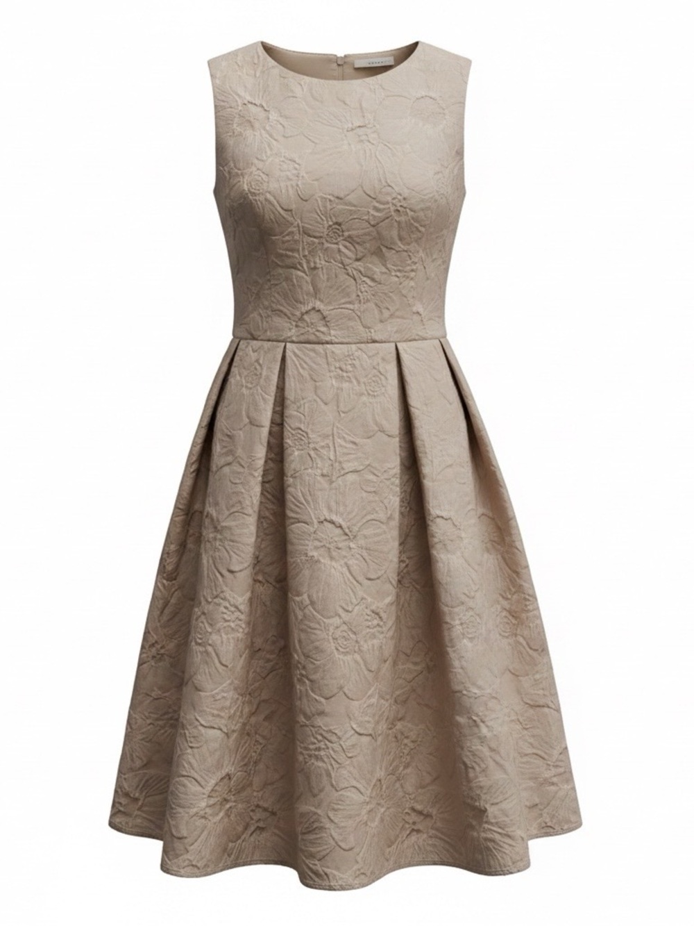 Max Studio Beige Floral Jacquard Fit & Flare Dress